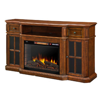 Muskoka Sinclair 60" Media Fireplace With LED Lights and Bluetooth, Aged Cherry