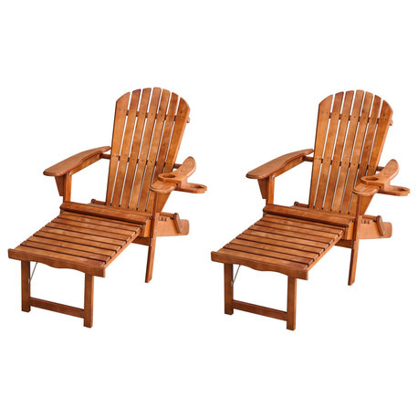 Oceanic Adirondack Chaise Foldable Chair, Walnut, 2 Chairs