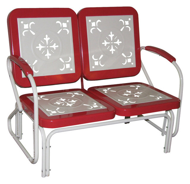 4D Concepts Metal Retro Patio Glider Loveseat, Yellow Eclectic