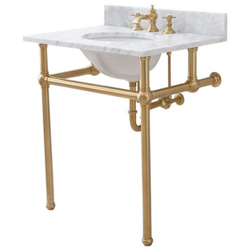 Embassy 30" Wash Stand Set, Gold, Satin Brass F2-0013 Faucet