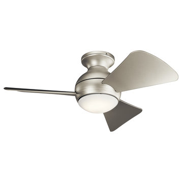 34" Sola Fan LED, Brushed Nickel/Silver Blade