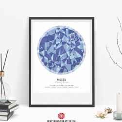 PISCES Zodiac Constellation Poster - Abstract Modern Art Gallery Quality Gicl&eacute;e - Prints And Posters