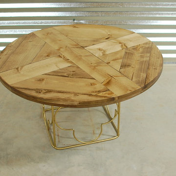 Round Coffee Table with Modern Steel Legs and Frame
