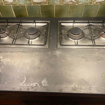 Removing Limescale from a Black Slate Worktop in a Dulwich Kitchen