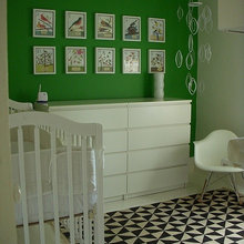 Maya's Room Option 2--Green accent wall behind bed/ light blue