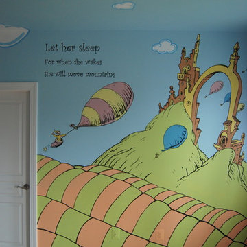 Oh, The Places You'll Go! Dr. Seuss Mural throughout a nursery