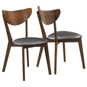 Benzara BM168072 Dining Side Chair with Curved Back, Brown & Black, Set of 2