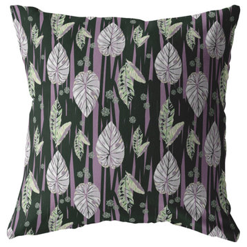 Amrita Sen Tropics Suede Pillow With Purple and Dark Green CAPL99FSDS-BL-16x16