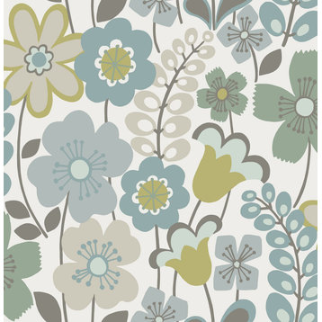 2903-25827 Piper Green Floral Wallpaper Non Woven Botanical Kids Style