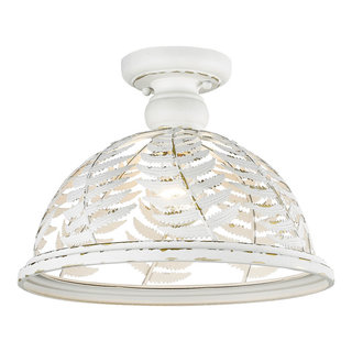 French Country Flush Mount Ceiling Light – Ornate Carved Medallion LED Fixture, Dimmable, Round Backlit, For Hallway/Bedroom