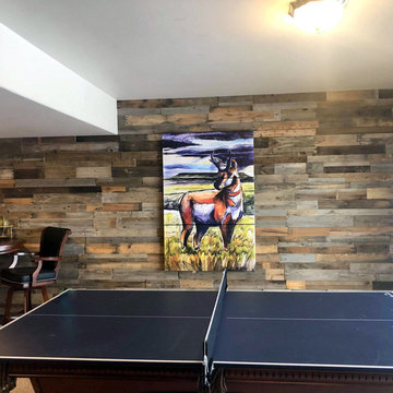 Recycled pallet and reclaimed wood paneling
