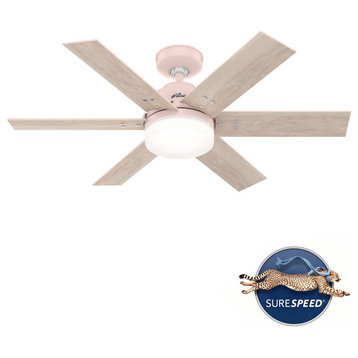 Hunter 44" Pacer Blush Pink Ceiling Fan With LED Light and Remote