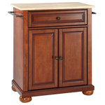 Crosley - Alexandria Natural Wood Top Portable Kitchen Island, Classic Cherry Finish - Constructed of solid hardwood and wood veneers, this kitchen island is designed for longevity. The beautiful raised panel doors and drawer front provide the ultimate in style to dress up your kitchen. The deep drawer are great for anything from utensils to storage containers. Behind the two doors, you will find an adjustable shelf and an abundance of storage space for things that you prefer to be out of sight. Style, function, and quality make this kitchen island a wise addition to your home.