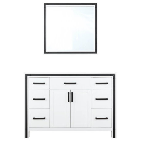 Lexora Home Ziva 48" Single Vanity with Mirror in White
