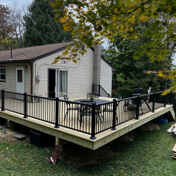 Large pressure treated wood deck