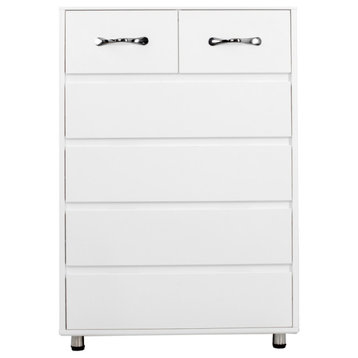 6 Drawer Side Table, White