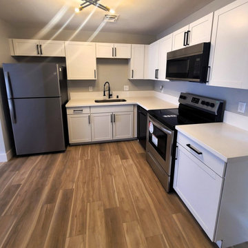 Rent-Ready Kitchen with Shaker Cabinets and Wood-Look Flooring