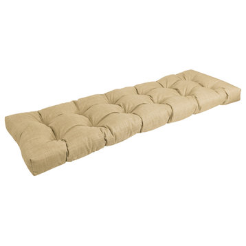 55"x19" Tufted Solid Outdoor Spun Polyester Loveseat Cushion Tan