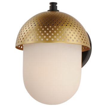 Perf 1-Light Outdoor Wall Sconce, Black / Gold
