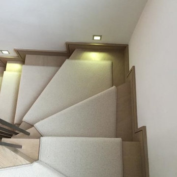 Installing White Carpet to Stairs as a Runner