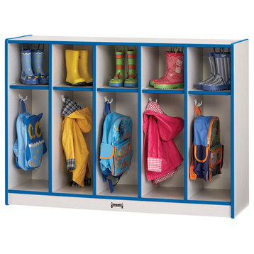 Rainbow Accents Toddler 5 Section Coat Locker - Blue