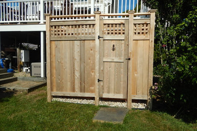Example of a beach style exterior home design in Boston
