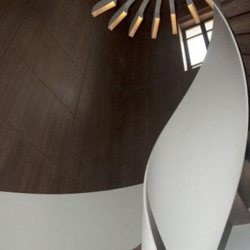 a unique spiral stairs - stair lights from PSLAB