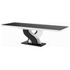 BELLA High Gloss Extendable Dining Table, Black/White