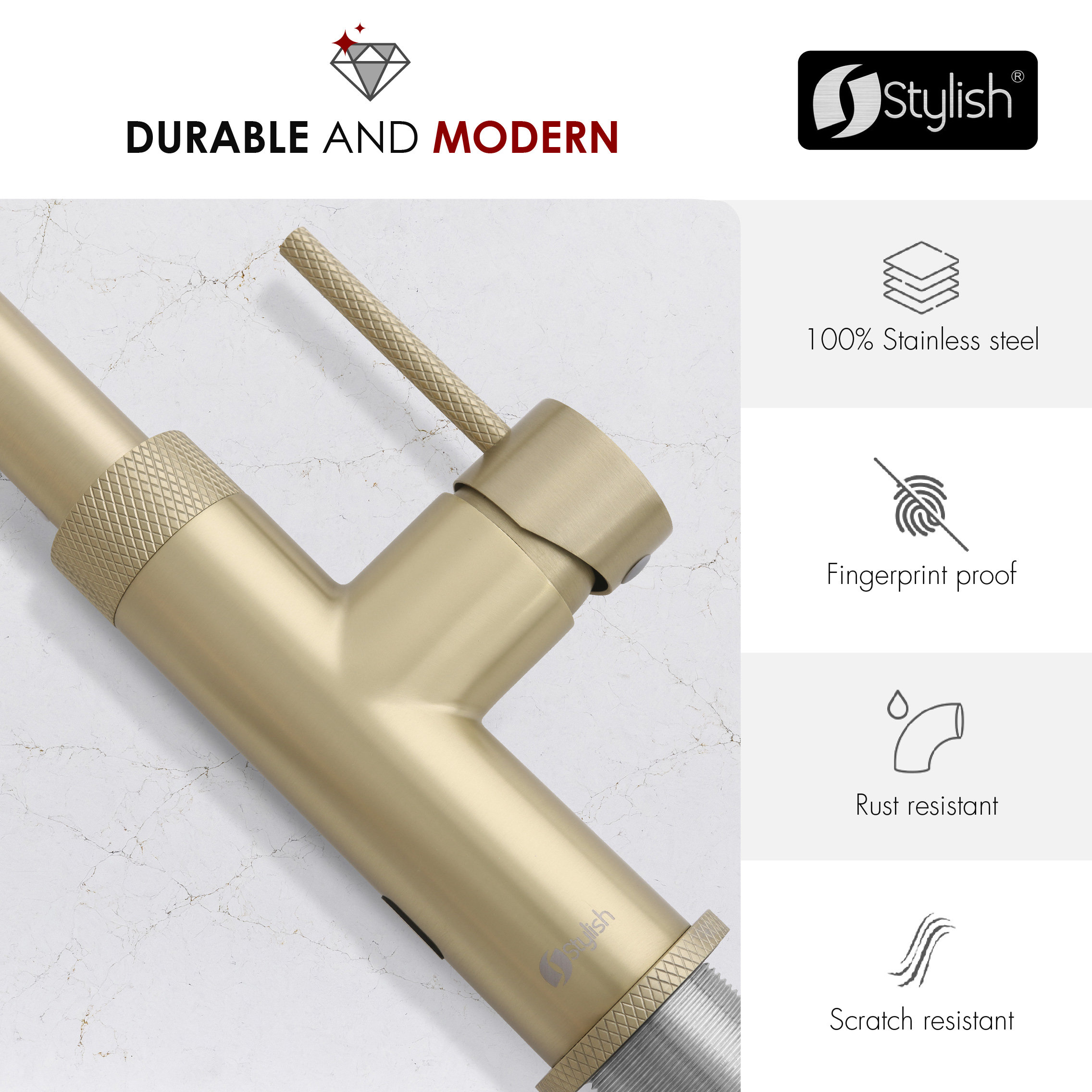 Single Handle Pull Down Touchless Kitchen Faucet, Brushed Gold