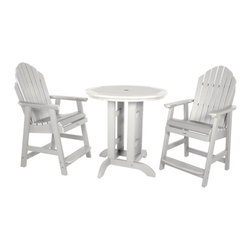 Highwood USA - Hamilton 3-Piece Round Counter-Height Dining Set, White - Outdoor Pub And Bistro Sets