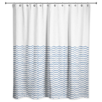 Doodle Waves 71x74 Shower Curtain