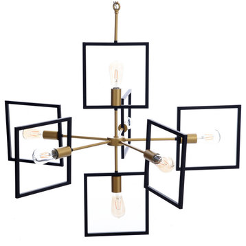 Como Chandelier Painted Gold and Black Finished Metal