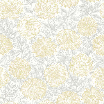 Faustin Yellow Floral Wallpaper Sample
