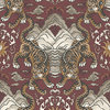 Tiger Chinese Inspired Textured Wallpaper, Maroon, Sample