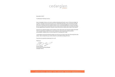 Cedarglen Referance Letter