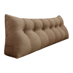 WOWMAX - Decorative Bed Wedge, Long Lumbar Pillow, Back Support Sofa Pillow, Linen Coffee, 71x20x8 - Bed Pillows