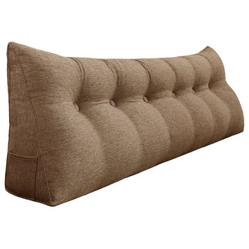 Decorative Bed Wedge, Long Lumbar Pillow, Back Support Sofa Pillow, Linen Coffee, 71x20x8