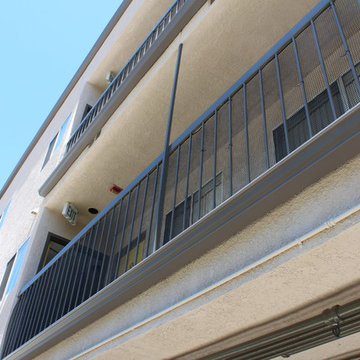 Bronze Seamless Rain Gutters, on an Apartment Building in Eagle Rock