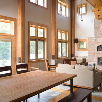 Green Dirt Farm - family room with Tulikivi masonry heater