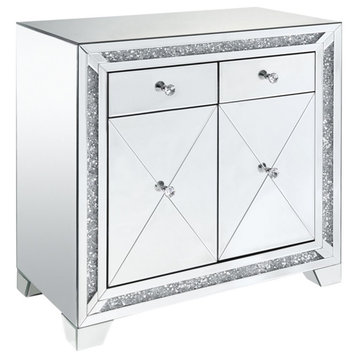 Acme Console Table With Mirrored And Faux Diamonds Finish 97645