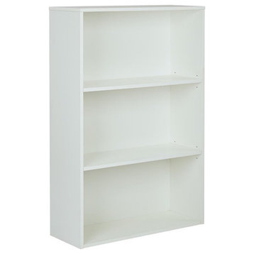 OSP Home Furnishings Prado 48 inch 3 Shelf White Bookcase Engineered Wood