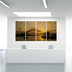 Multi Panel Artworks Quadtych overall 2550x1200mm "Golden Coathanger" Sydney Har - Fine Art Prints