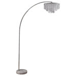 ORE International - 86" Tall "Clos Glam" 2-Tiered Arch Floor Lamp on Marble Base, Silver - 86" Tall "Clos Glam" 2-Tiered Arch Floor Lamp on Marble Base, Silver with Acrylic Accents.