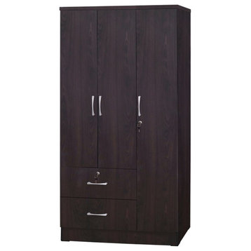 Better Home Products Symphony Wardrobe Armoire Closet with Two Drawers Tobacco