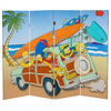 4 ft. Tall Double Sided Simpson Family Vacation Canvas Room Divider