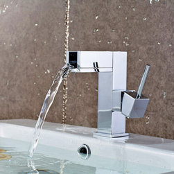 Waterfall Bathroom Brass Single Handle Mixer Sink Faucet (Short version) T1032F - Bathroom Sink Faucets