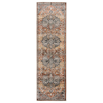 Mineri Red and Blue Woven Area Rug, 2'3" X 7'6"