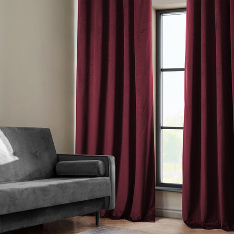 Heritage Plush Velvet Curtain Single Panel, Dark Merlot, 50"x84"