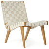 Cotton Weave Lounge Chair and Ottoman