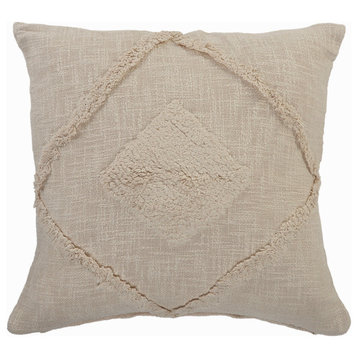 Solid Decorative Double Diamond Cotton Throw Pillow